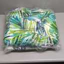 Magpie Fabrics 19"x19" Tufted Seat Cushion 2 Pack, U-Shaped Patio Cushions with Ties, Outdoor/Indoor Chair Pads Waterproof for Dining Garden Balcony Office - Green Palm Leaves
