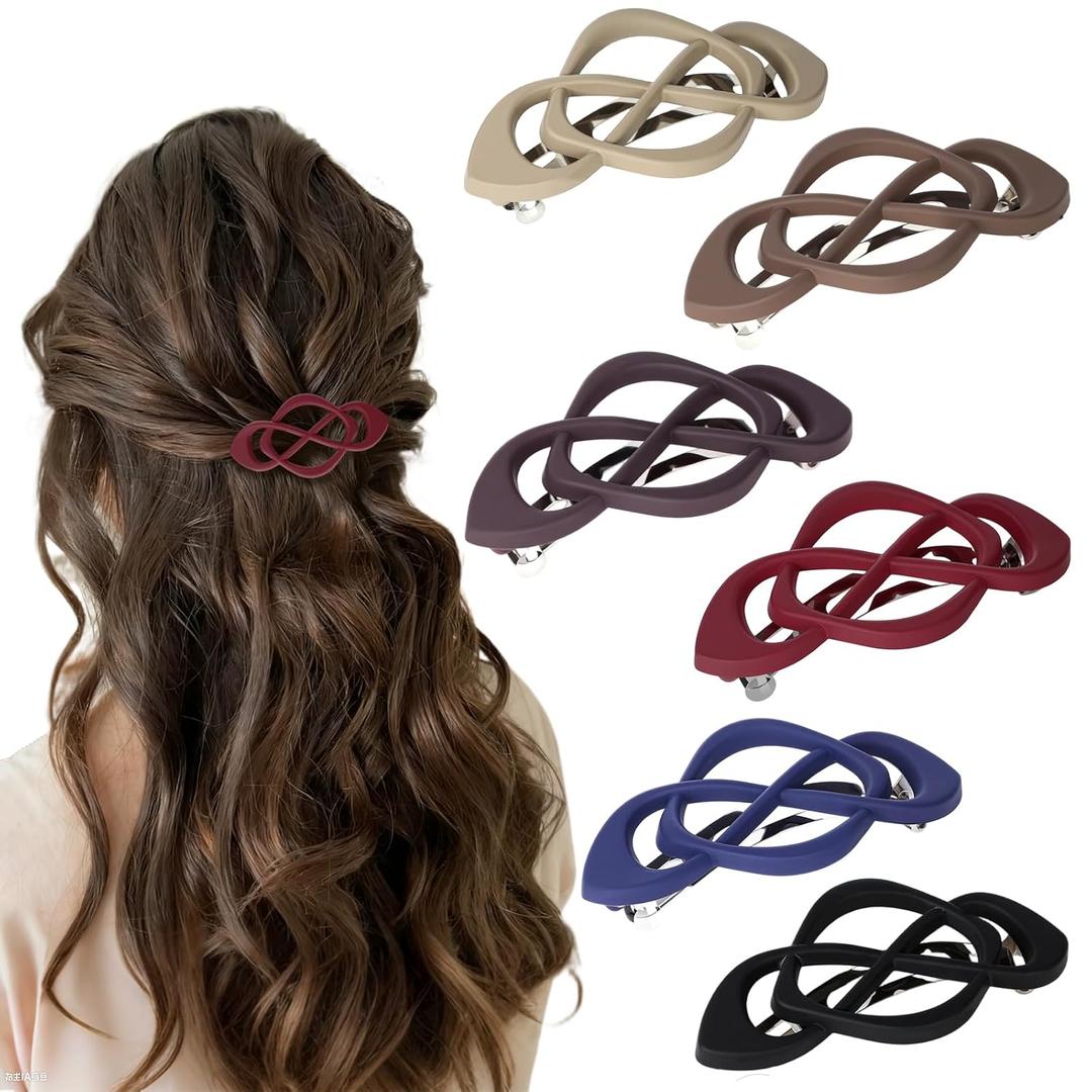 6 Pack Vintage French Barrette Hair Clips, Hair Accessories for Women, Strong Hold No Slip Styling
