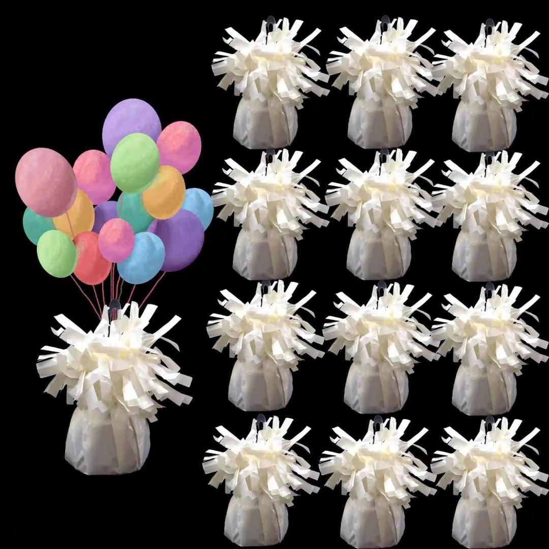 balloon weights are perfect for parties, birthdays, weddings. Each pack includes 12PCS durable weights that easily decorate balloons and elevate any celebration.(White100g)