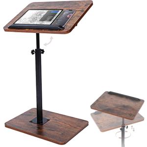 Amazpro Sofa Armrest Tray Table for Couch 360 Swivel Height Adjustable & 180 Flip, C Shaped Sofa Side Table for Bed Side, TV tv Trays Watching, Meals, Snacks, and Laptop Use (Rustic)