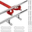 8"/10"/12" Boat Cleats, 316 Stainless Steel Open Base Marine Dock Rope Cleats with Backing Plates and Two Types Screws, Compatible with Kayak, Yacht, Pontoon, Nautical Decor