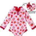Baby Girl UPF 50+ Swimsuit Long-Sleeve Quick-Dry Bathing Suit | Rash Guard with Hat One Piece Swimwear for 3-24M