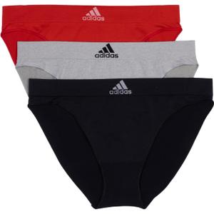adidas Women's Seamless Bikini Underwear 6-Pack (Black With Stripes/Heather Grey/Vivid Red) S 