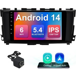 2+64G 9-inch Android 14 Car Stereo for Nissan Altima 2014-2018 IPS Touchscreen Screen Car Radio with Carplay & Android Auto Support Backup Camera GPS FM Navi BT SWC