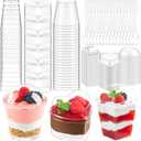 410 Pcs 5/6 Oz Mini Dessert Cups with Lids and Spoons, Round, Square and Heart Plastic Parfait Cups Clear Dessert Shooters for Party Serving Appetizer, Fruits, Puddings, Ice Creams, 5oz and 6oz