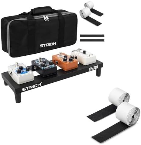 STRICH Guitar Pedal Board Aluminum Alloy MINI 15 and Hook Loop Strips Bundle