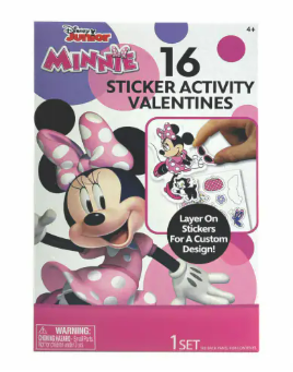 Disney Junior Minnie Sticker Activity Valentines, 2 Pack