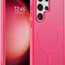 SUPFINE Magnetic for Samsung Galaxy S23 Ultra Case, (Built-in Magnets) (Military Grade Drop Protection) Slim Translucent Shockproof Phone Case,Hot Pink