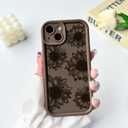 NITITOP Compatible with iPhone 15 Case Cute Sunflower Floral Design for Women Girls Flower Artistic Soft TPU Shockproof Protective Full Camera Protection Cover - Brown