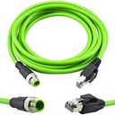 Lonlonty M12 to RJ45 Industrial Ethernet Cable,Automation Systems Interconnect M12 4 Pin D Code Male Shielded Cable Assembly, Cat5e SFTP 24 AWG 3M/10Ft