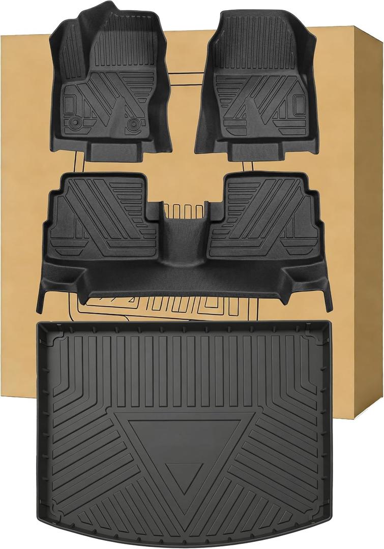 Aiqiying Floor MatsCargo Liners Compatible with Ford Escape 2013-2019 ModelsAll Weather Waterproof Durable Custom-Fit Trunk Tray Front Rear Rows Full Set Carpet Protection TPE Accessories