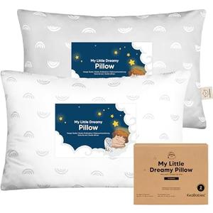 KeaBabies 2-Pack Toddler Pillow 13x18 - Soft Organic Cotton Kids Travel Bed Pillows for Sleeping, School, Nap, Machine Washable, Toddlers 2 to 5, Pillowcase Sold Separately (Gray Rainbow)