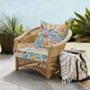 DYTXIII Outdoor Deep Seat Cushion Set, Water Repellent 22"x22" Patio Thick Cushions Replacement with Seat & Back Pillow for Patio Sofa, Wicker Chair, Couch - Paisley Multi