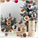 12 Pcs Christmas Felt Highland Cow Print Ornaments 2.36'' Handmade Wool Felt Ornaments Brown Hanging Western Rustic Balls for Christmas Tree Country Farmhouse Party Decor Vintage Xmas Baubles