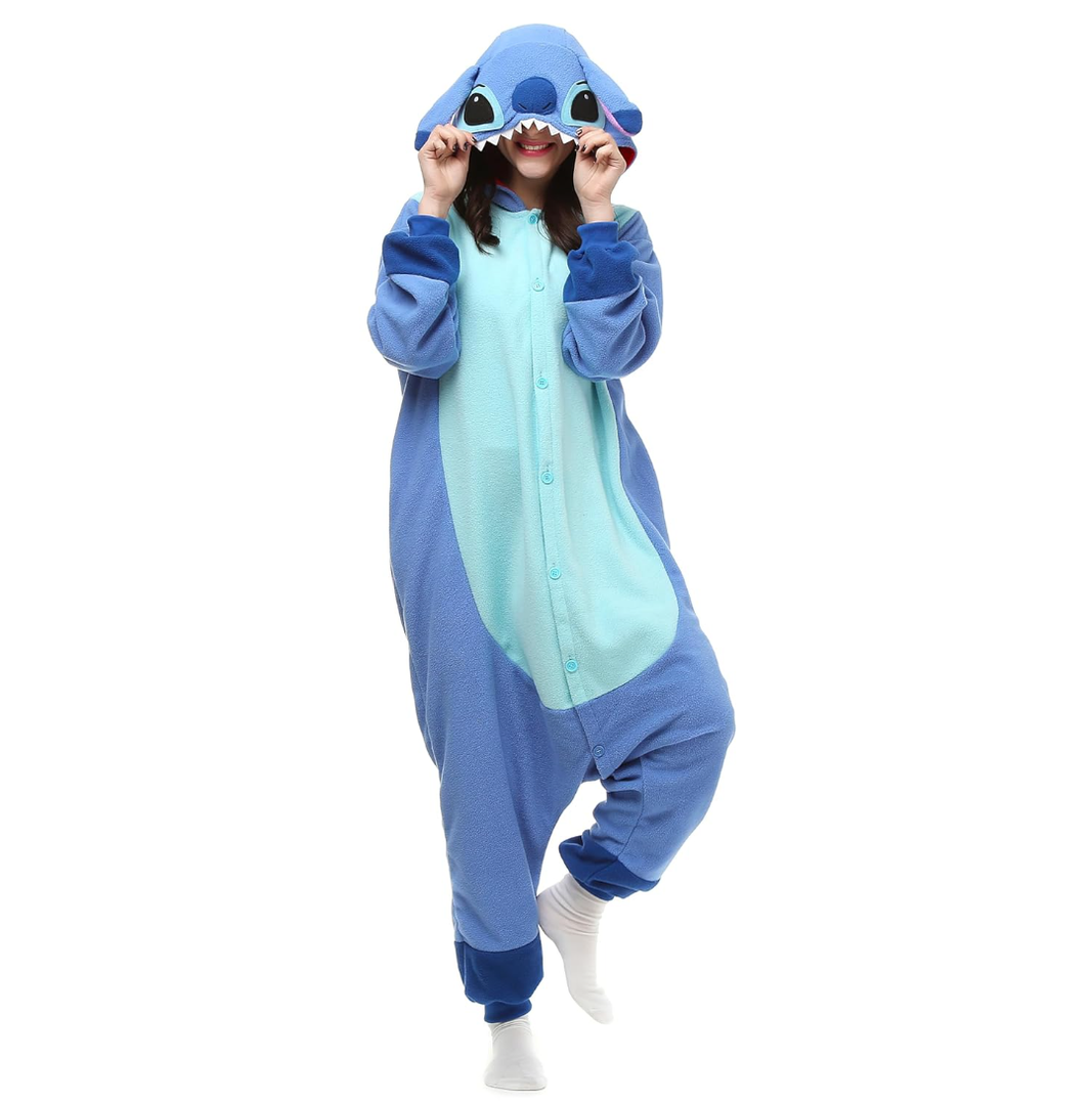 Adult Onesie Animal Pajamas Halloween Cosplay Costumes Party Wear Blue, Size M