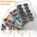 FUNGRINS Sunglasses Organizer, acrylic Clear Plastic Stackable sunglasses case with 5 Compartments, Glasses Organizer sunglasses holder for Multiple Pairs of glasses -2 Pack