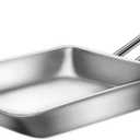 Stainless Steel Fry Pan, 3-Ply Reinforced Body, Rectangular Omelet Pan, Oven & Dishwasher Safe, Induction Compatible, Portable Camping Cookware, Mini or Small Size (14.2Lx5.5WX1.2H inch)