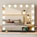 Vanity Mirror with Lights Lighted Makeup Mirror with Dimmable LED Bulbs,3 Color Lighting Modes,USB Charging Port Touch Control,Sturdy Metal Frame Design,Black (50x40cm, 4.70)