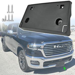 Front License Plate Frame for Dodge Ram 1500 2025 2026 Front Bumper License Plate Holder Mounting Bracket Cover Replace # 68566317AA CH1068178