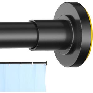 CorkLatta Black Shower Curtain Rod 31 to 80 Inch,1 Inch Diameter Adjustable Spring Tension Stainless Steel Telescoping Rod,Easy Install,No Rust