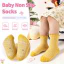 Eocom Toddler Ruffle Socks Baby Girls Non Slip Frilly Dress Cotton Grips Socks 6 Pairs (6-12 Months, Check)