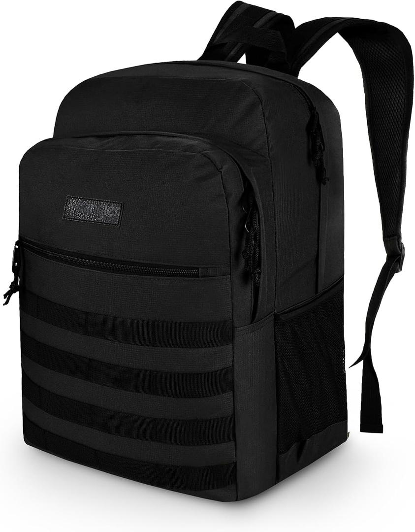 Wrangler Tradesman Backpack, Water Resistant Casual Daypack for Travel Work School, Unisex Laptop Backpack with Notebook Sleeve (Black)
