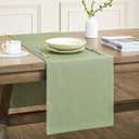 ZeeMart Basic Linen Style Table Runner, 14 x 48 Inch Sage Green, Rustic Farmhouse Green Table Runners 48 Inches Long, Everyday Polyester Table Runner - Machine Washable & Easy Care
