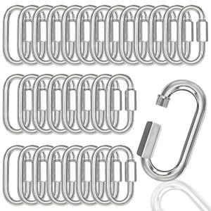 30PCS 3 Inches Chain Quick Links, M8 Galvanized Steel Thread Heavy Duty Carabiner Clips, 5/16" Locking Carabiners Connectors for Hammock, Camping, Pet Leash, Key Chain, Gym, 2000 Lbs Capacity