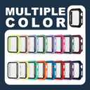 3 x 3 Pack Multi-Color Cases with Tempered Glass Screen Protector for Apple Watch Series 7/8/9 45mm, Navy Blue + Wine Red(Dark Red) + Pine Green, Smooth Touch, Easy Installation, Full Screen Shield, High Protection