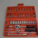 46PCS Small Drive Socket Ratchet Wrench Screwdriver Set, 1/4 Inch Metric Socket and Ratchet Wrench Set with Extension Bar, Upgrade Compact Tool Set for Car