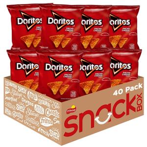 Doritos Flavored Tortilla Chips, Nacho Cheese, 1 Ounce (Pack of 40) (EXP 05/20/25)
