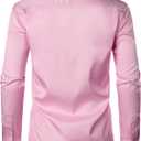 HISDERN Mens Dress Shirts Long Sleeve Button Down Casual Shirts for Men Inner Contrast Formal Business Tuxedo Wedding Shirt (Pink)