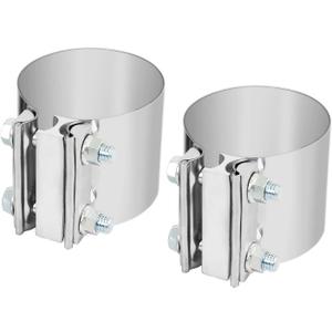 2pcs 5 Inch 5" 5.0 Butt Joint Exhaust Band Clamp Sleeve Stainless Steel 304