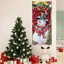 Christmas Snowman Door Cover Decorations, Winter Xmas Cardinal Snowman Tree Doorway Door Curtains Banners Backdrop Photography Decor for Winter Holiday Party Indoor Outdoor, 35 * 79 Inch