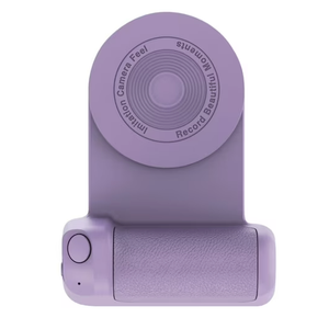 Selfie Phone Tripod Mount Camera Grip Handle Holder Wireless Remote Controlled for Smartphones, Purple