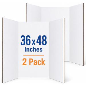 Cinrobiye 2 Pack Tri Fold Poster Board 36 x 48 Inches, White Corrugated Science Fair Display Board, Foldable Presentation Board for School Projects, Classroom Displays, Tabletop Exhibits