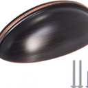 HOMOTEK 6 Pack Drawer Bin Cup Pulls Dresser Pulls for Cabinets Oil Rubbed Bronze - 3 Inch Hole Centers Furniture Handles,Kitchen Cabinet Hardware