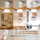 Flush Mount Ceiling Fans with Lights,36 inch,Remote Control,Wall Switch,Solid Wood Blades,Dimmable,Reversible Noiseless,Power Off Memory Modern Ceiling Fan for Bedroom Patio Indoor