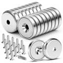 VNDUEEY Magnets with Holes, Strong Rare Earth Magnets, 16 Pack 40LBS Neodymium Cup Magnet with Stainless Screws for Wall Mounting, Round Base Disc Magnet for for Kitchen, Office, Workplace, DIY Craft