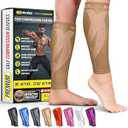 BLITZU Calf Compression Sleeve for Women and Men, Shin Splint Sleeves for Varicose Veins, Nursing, Pregnancy, Running, Footless Compression Socks Support for Calf Muscle Pain Relief Nude L-XL