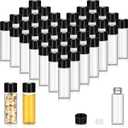Lallisa 150 Pcs 5 ml Glass Vials with Screw Black Caps Plastic Stoppers, Leak-proof Clear Small Sample Vials Bulk for Essential Oils, Holy Water, Medical Specimens, DIY Crafts, Travel Containers