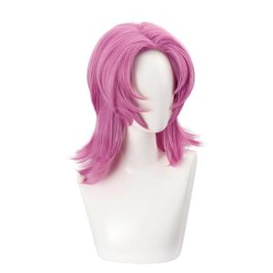 C-ZOFEK Anime Cosplay Wig Mens Singer Dance Group Short Wigs Halloween Costume Hairs (Pink-B)