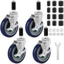 5 Inches Prep Table Wheels Set of 4, Expanding Stem Casters Fit for 7/8", 1", 1-1/2" and 1-5/8" Tube Leg for Stainless Steel Table, Cart, Furniture Legs, Commercial Kitchen Appliances