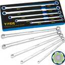 5-Piece Extra Long Box End Wrench Set, Metric 8mm-19mm, 6 Point Extended Bolt Extractor Wrench, CR-V Labor-Saving Aviation Spanner with EVA Foam