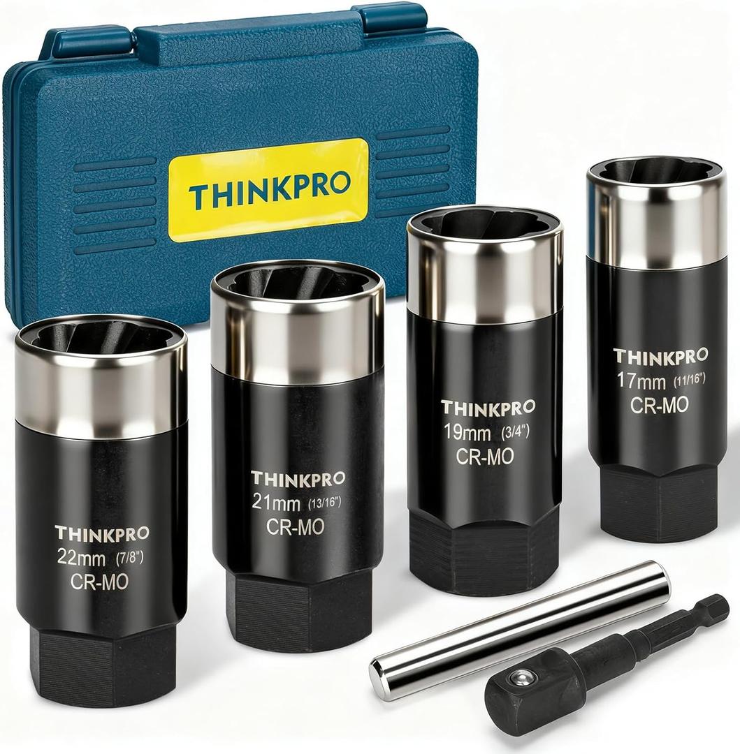 Locking Lug Nut Removal Tool-6 Pieces Deep Lug Nut Extractor Set,Stripped Lug Nut Remover 1/2" Drive,17/19/ 21/ 22MM Wheel Lock Removal Kit for Broken Bolts and Nuts