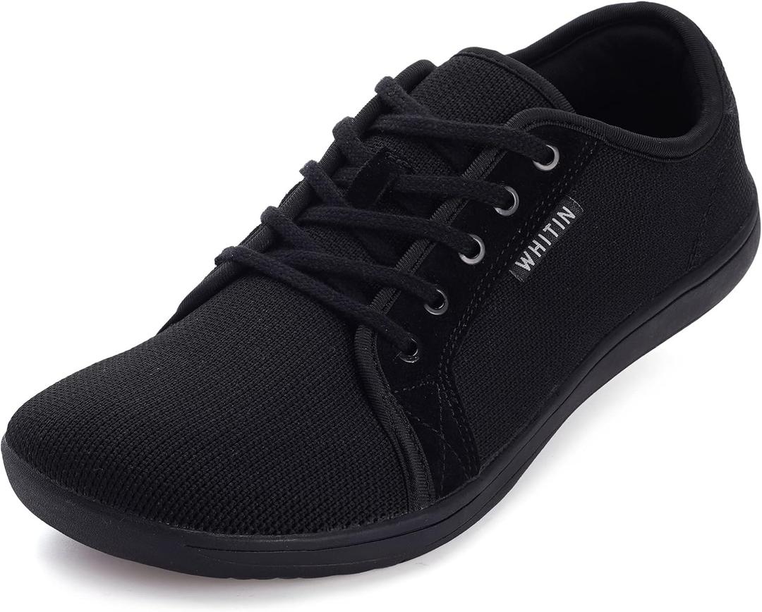 WHITIN Women's Minimalist Barefoot Shoes Wide Toe Box Zero Drop Fashion Sneakers Size 9 Fashion Workout Road Running W81 Walking Comfy Gym Black 40