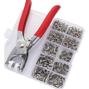 800PCS/200SET Silver Metal Snap Button Kit with Fastener Pliers, 9.5mm Snap Fasteners Kit for Clothing & DIY Crafts, Metal Snaps Press Tool Set for Sewing (800PCS/200SET-SLIVER)