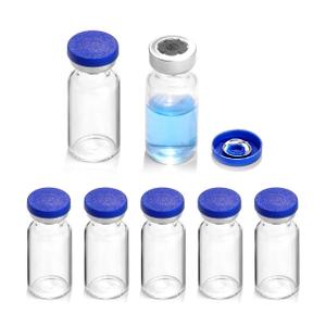 2ml Sealed Vials with Self Healing Injection Port and Plastic-Aluminum Flip Caps,Glass Empty Vials for Injection 9 Pack