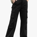 Lepunuo Womens Cargo Pants High Waisted Casual Pants Baggy Stretchy Wide Leg Y2k Streetwear with 8 Pockets, Small