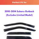 KPY Rain Guards Fit for 2010-2014 Subaru Outback, Out-Channel Window Visors Vent Wind Deflectors 4PC, Car Accessories for 10-14 Outback (Excludes Limited Model)